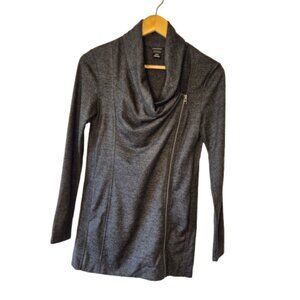 Club Monaco 100% Wool Grey Assymetric Zippered Wrap Sweater